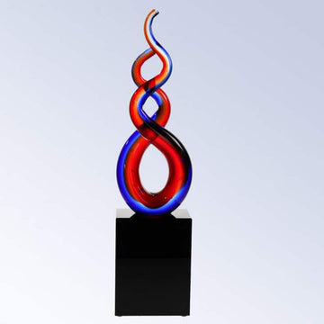 art glass, art glass crystal awards, custom crystal awards, custom awards, abstract awards, glass art, heart award, custom engraved award
